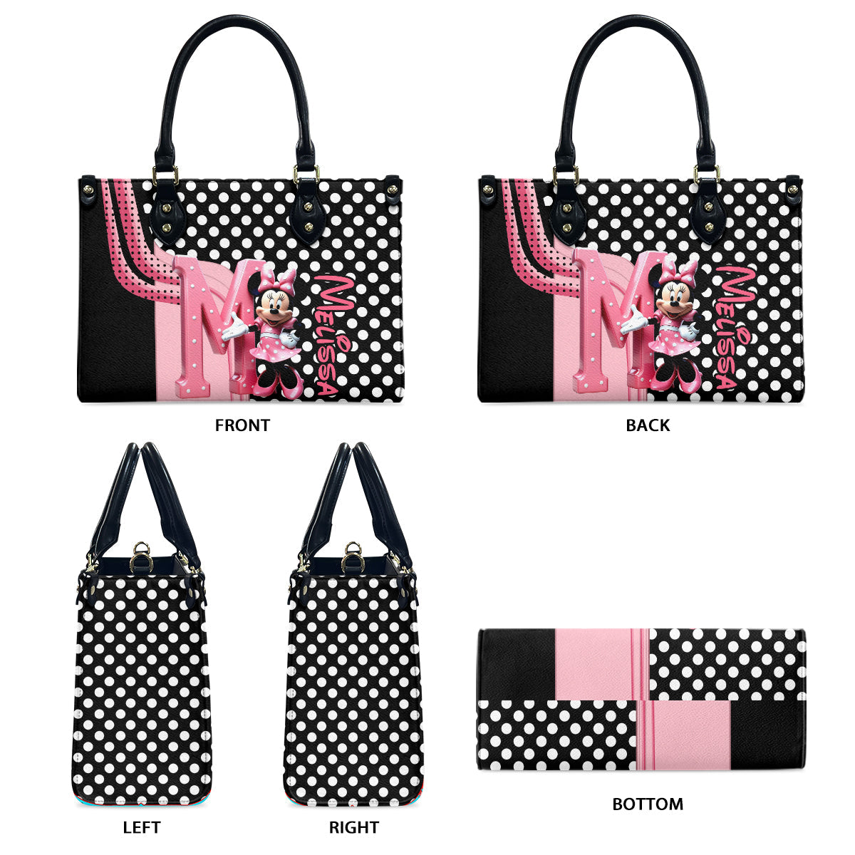 Pink Mouse Ears - Personalized Mouse Leather Handbag