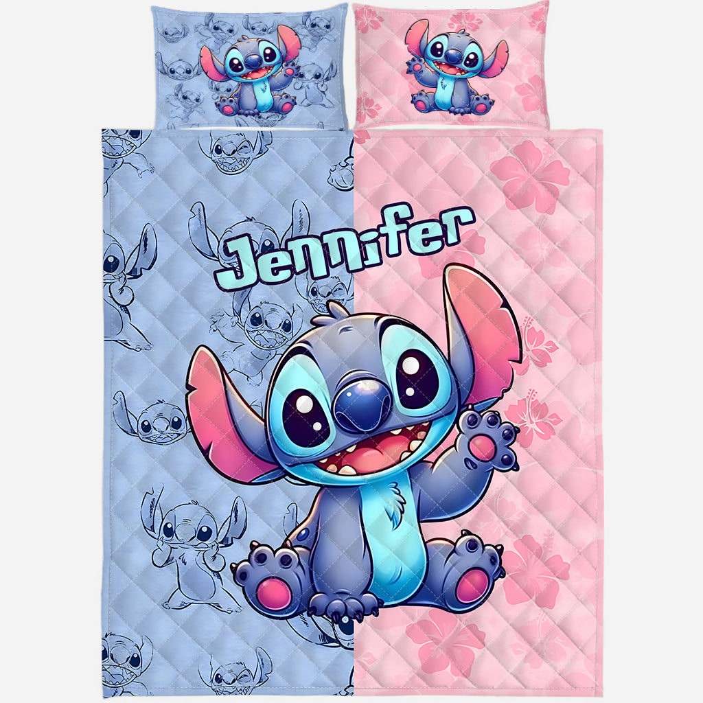 Pink And Blue - Personalized Ohana Quilt Set