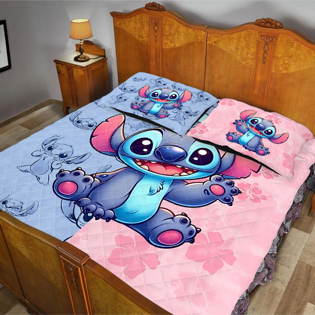 Pink And Blue - Personalized Ohana Quilt Set