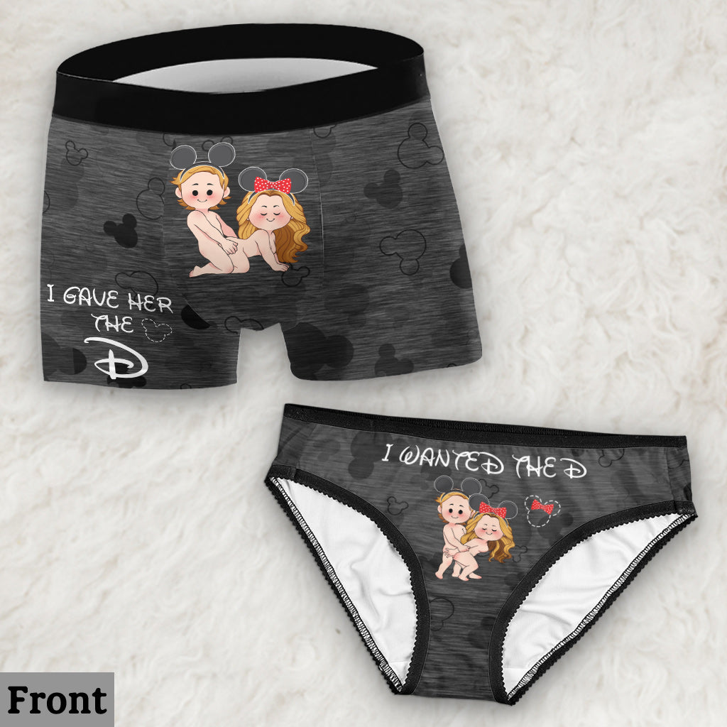 I Wanted The D I Gave Her The D Mouse Ears Couple - Personalized Couple Women Briefs & Men Boxer Briefs