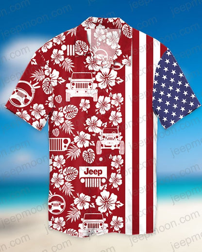 American Flag Car Hawaiian Shirt 0523