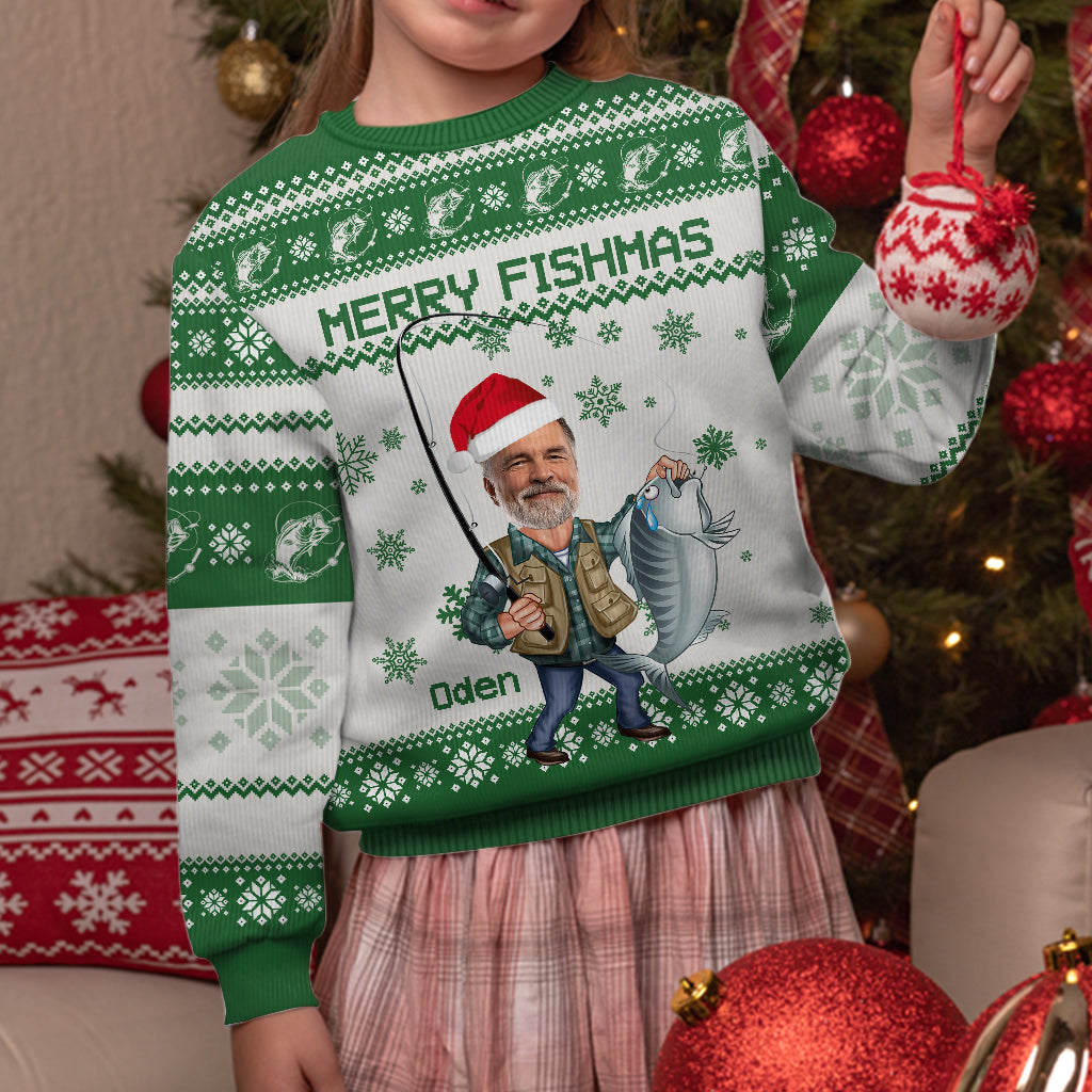 Merry Fishmas - Personalized Fishing Ugly Sweater
