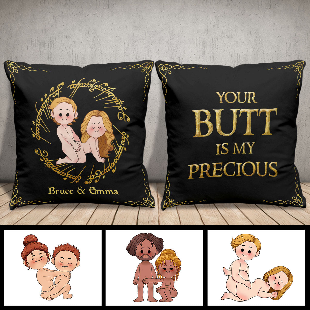 Your Butt Is My Precious - Personalized Couple Throw Pillow