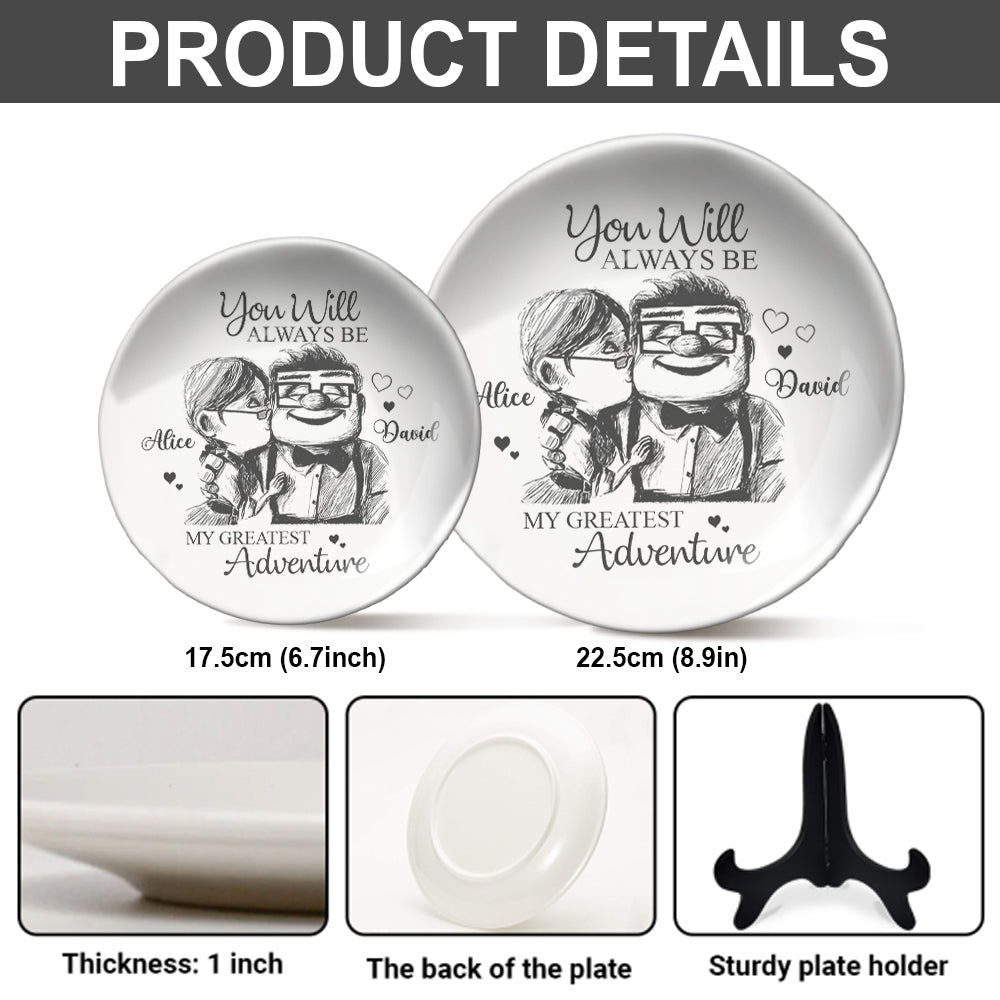 Carl and Elli - Personalized Mouse Ceramic Round Plate