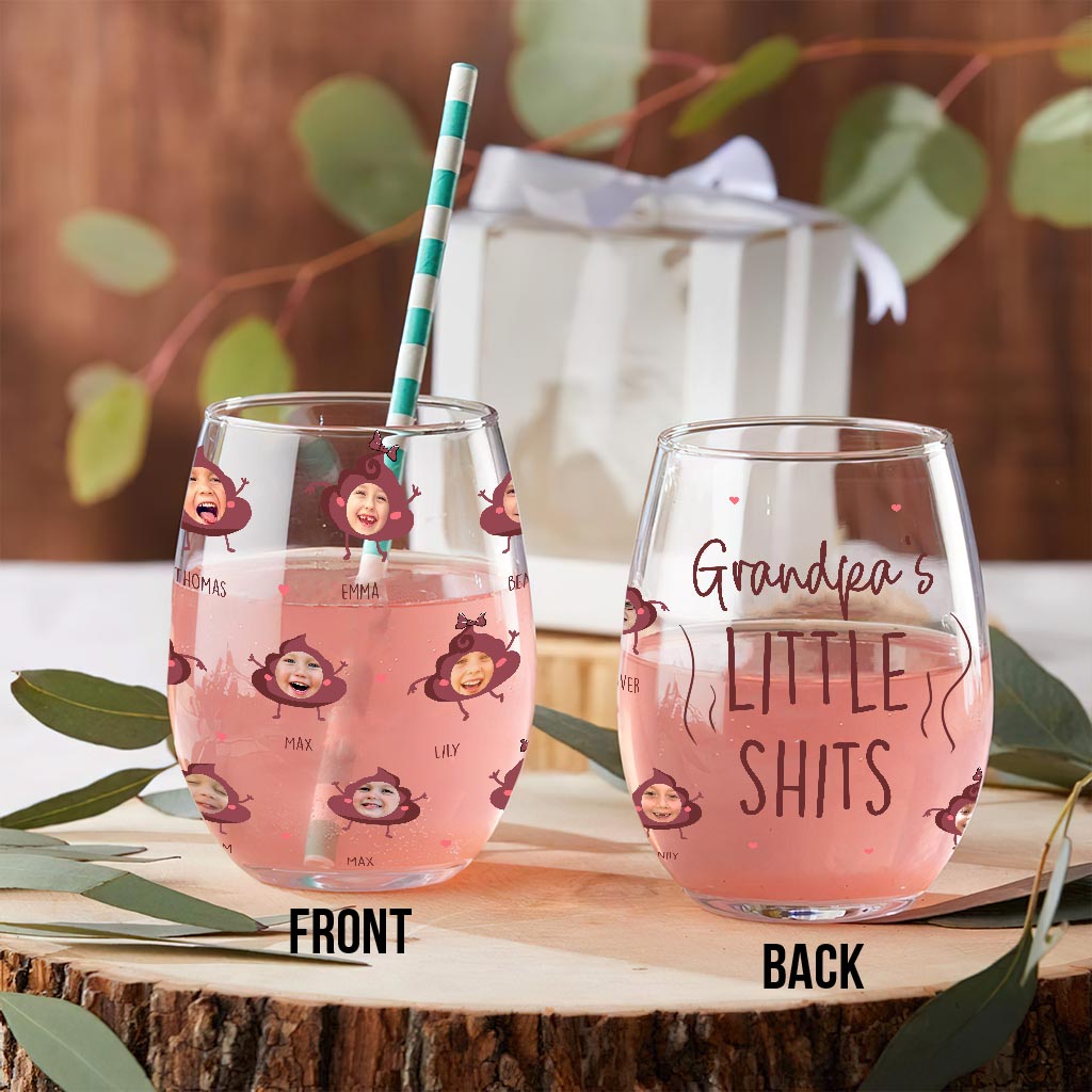 Mommy's Little Shit - Gift for mom, grandma, dad, grandpa - Personalized All Over Wine Glass