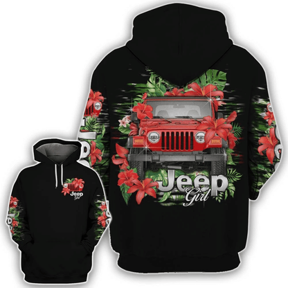 Red Hibiscus Tropical Car All Over Shirt 0523