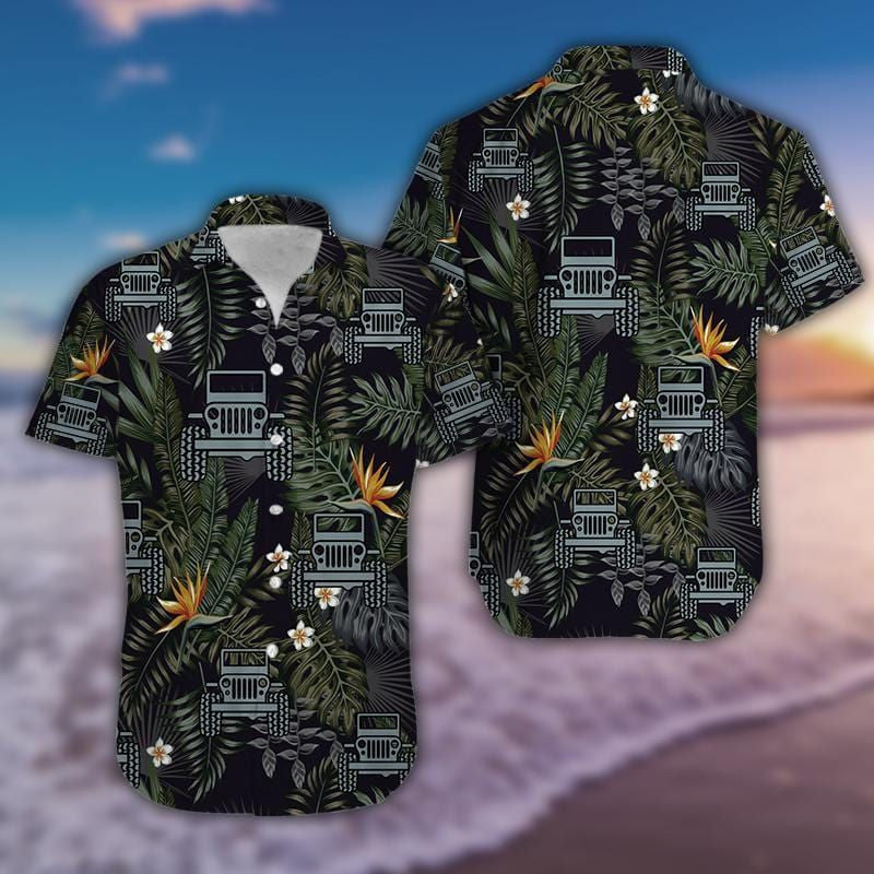 Tropical Green Black Car Hawaiian Shirt 0523