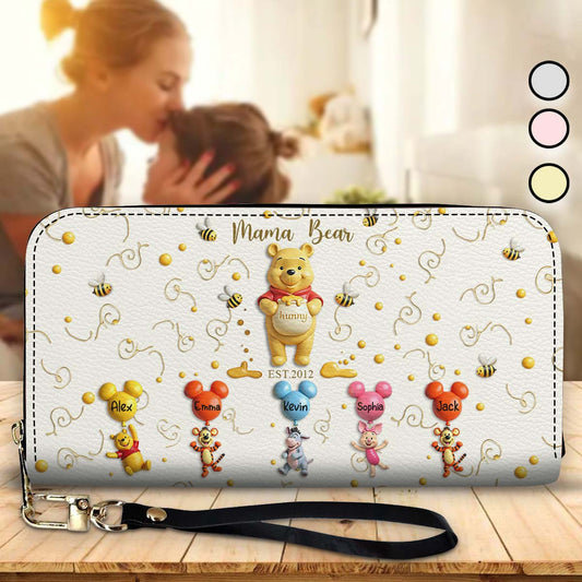 Mama Bear - Personalized Mouse Leather Long Wallet