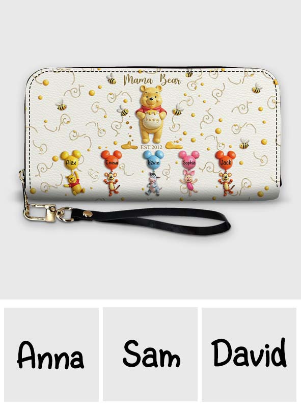 Mama Bear - Personalized Mouse Leather Long Wallet