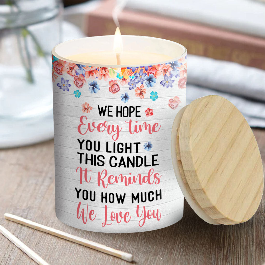 We Love You Floral Mom - Personalized Mother's Day Mother Candle With Wooden Lid