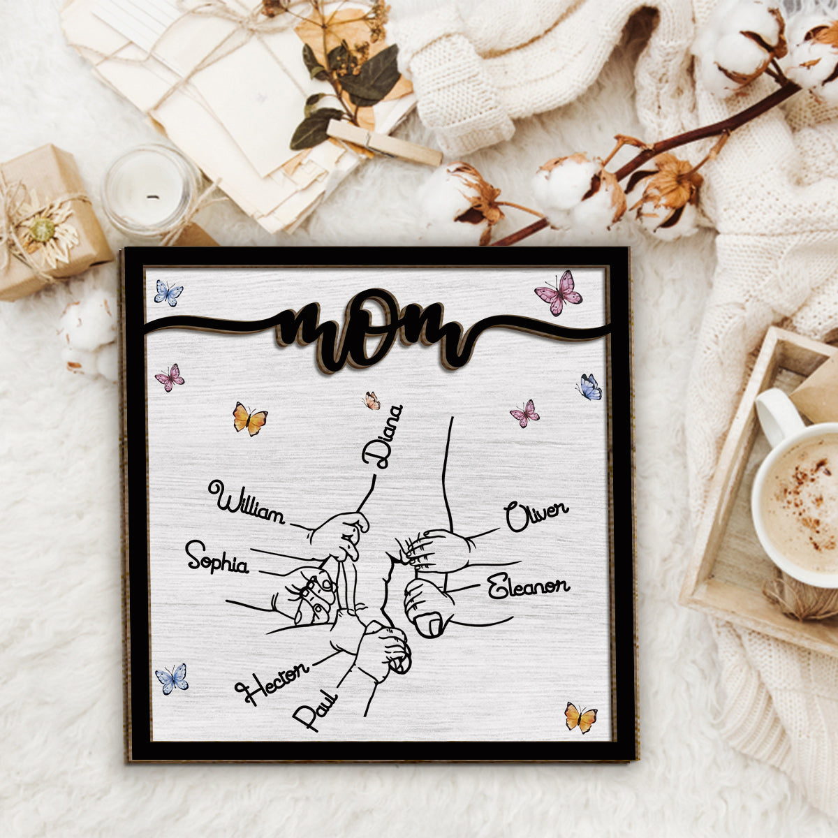 Hold My Hand - Personalized Grandma 2 Layered Wood Sign / Wood Plaque