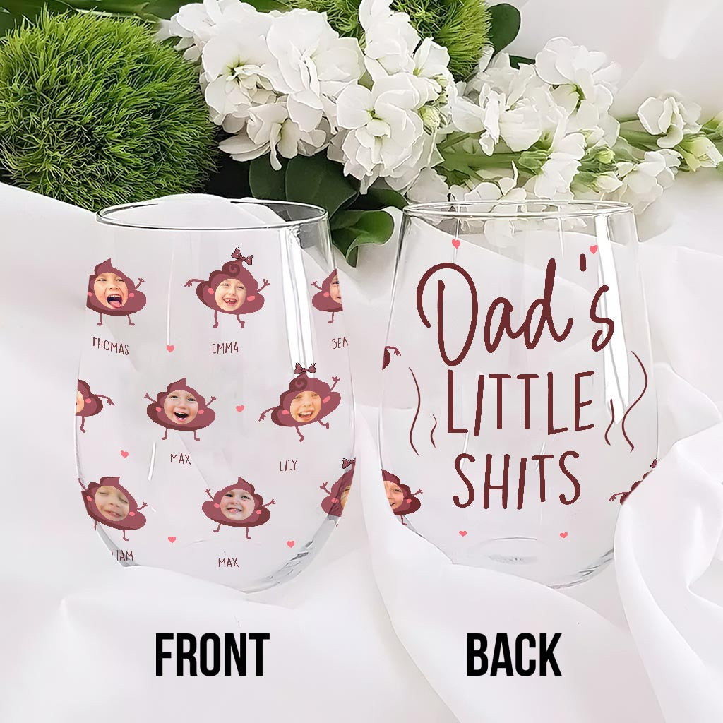Mommy's Little Shit - Gift for mom, grandma, dad, grandpa - Personalized All Over Wine Glass