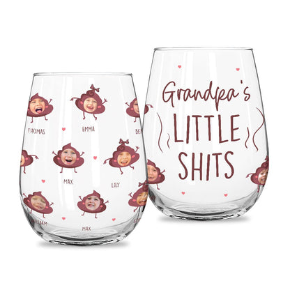 Mommy's Little Shit - Gift for mom, grandma, dad, grandpa - Personalized All Over Wine Glass