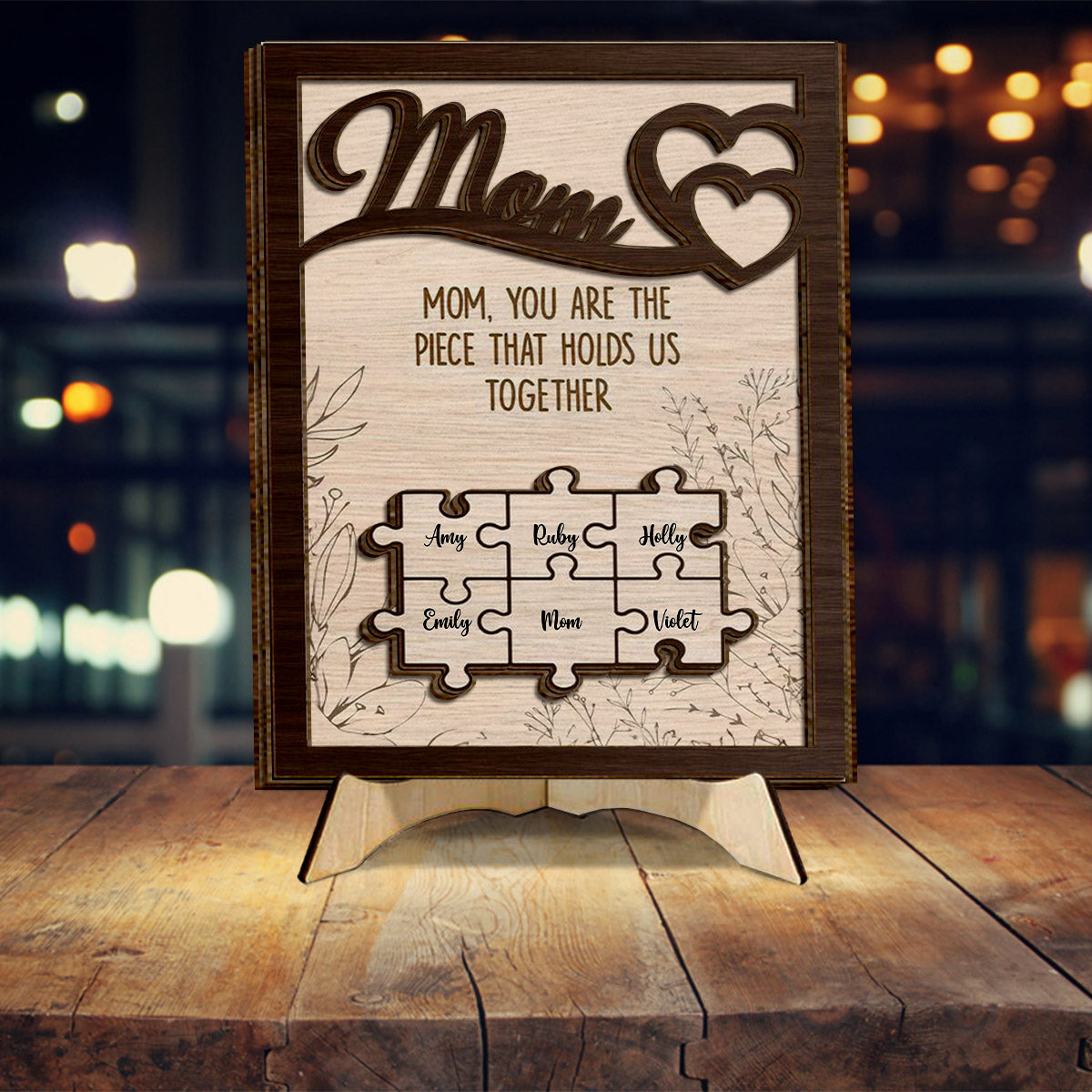 You Hold Us Together - Personalized Mother 2 Layered Wood Sign / Wood Plaque