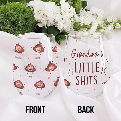 Mommy's Little Shit - Gift for mom, grandma, dad, grandpa - Personalized All Over Wine Glass