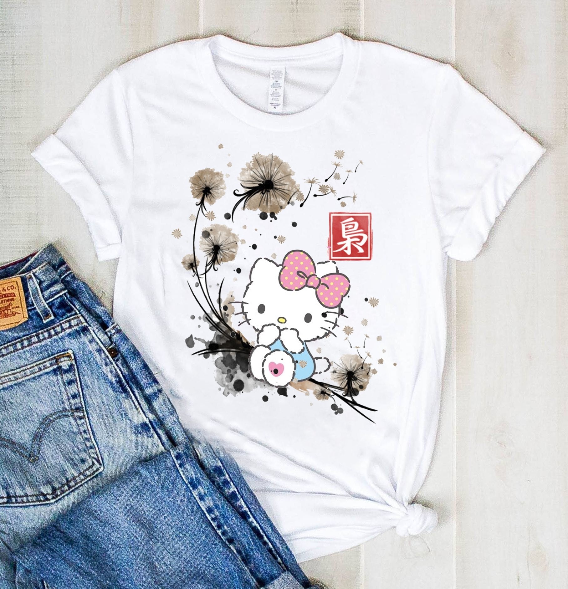 Dandelions White Kitten T-shirt and Hoodie 0823