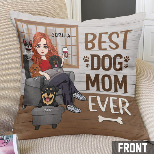 Thank You Best Dog Mom Ever - Personalized Dog Throw Pillow