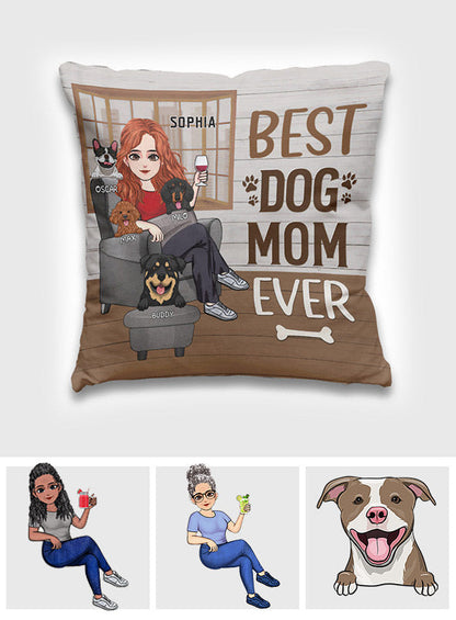 Thank You Best Dog Mom Ever - Personalized Dog Throw Pillow