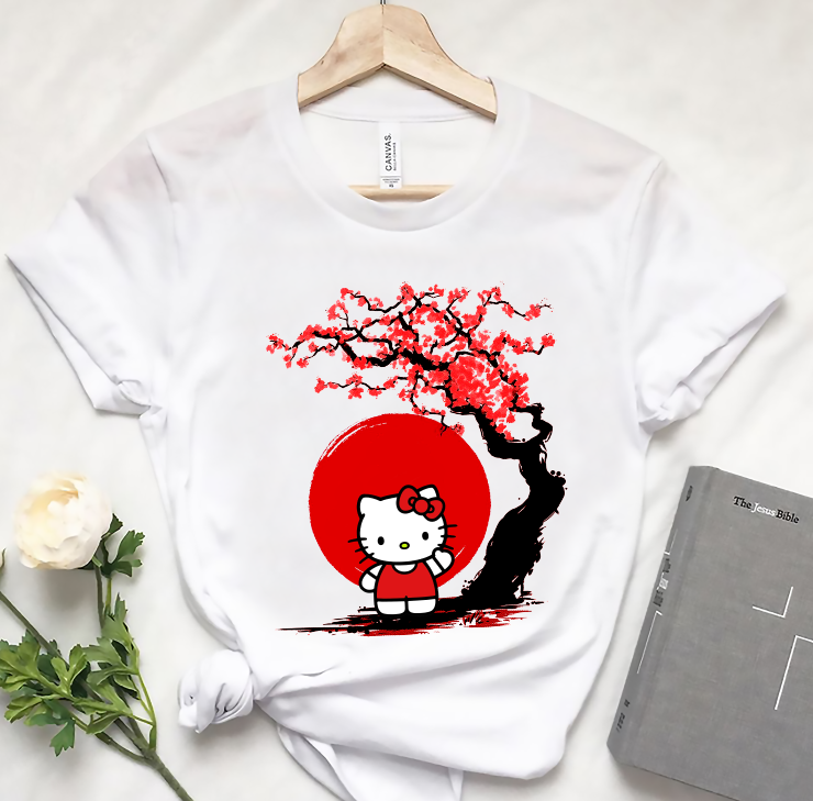 Red Tree White Kitten T-shirt and Hoodie 0823