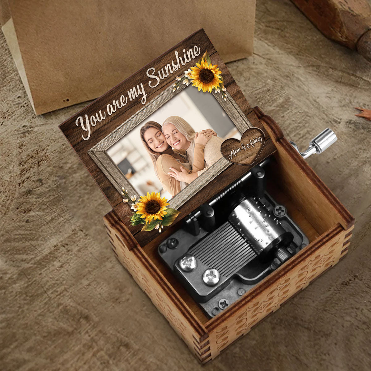 You Are My Sunshine - Gift for mom, grandma, grandpa, daughter, son, granddaughter, grandson, friend, sister, brother, aunt, uncle, dad - Personalized Hand Crank Music Box