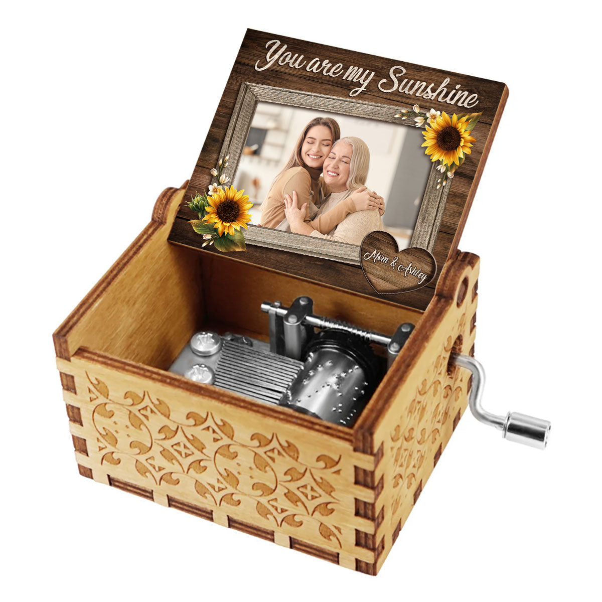 You Are My Sunshine - Gift for mom, grandma, grandpa, daughter, son, granddaughter, grandson, friend, sister, brother, aunt, uncle, dad - Personalized Hand Crank Music Box