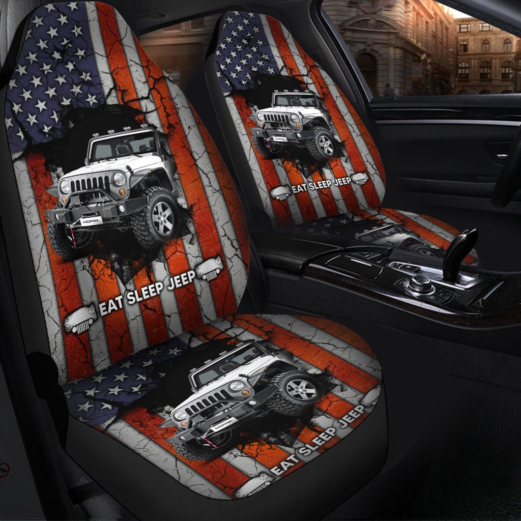 Eat Sleep American Flag Car Seat covers 0523