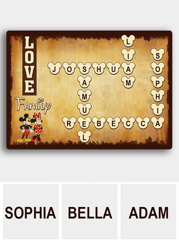 Family Crossword Scrabble Puzzle - Personalized Family Rectangle Metal Sign