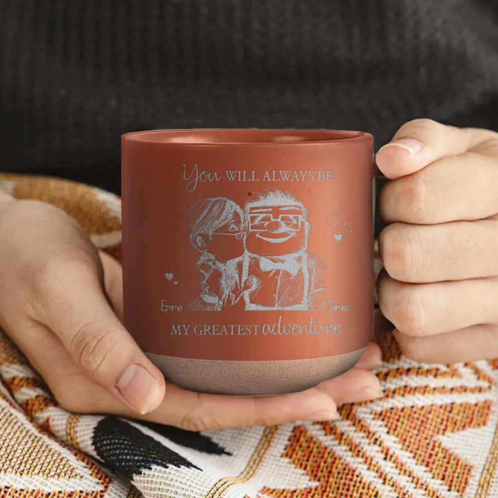 Carl and Elli - Personalized Mouse Engraved Pottery Mug