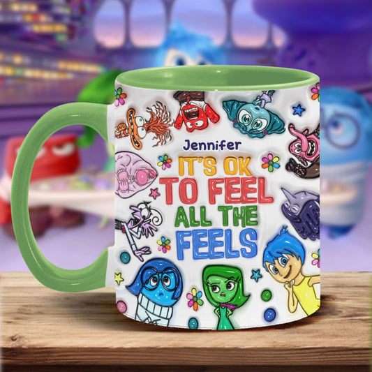It's Ok To Feel All The Feels - Personalized Accent Mug