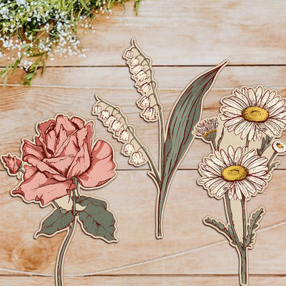 Wooden Birth Flower - Personalized Mother Wooden Birth Flower