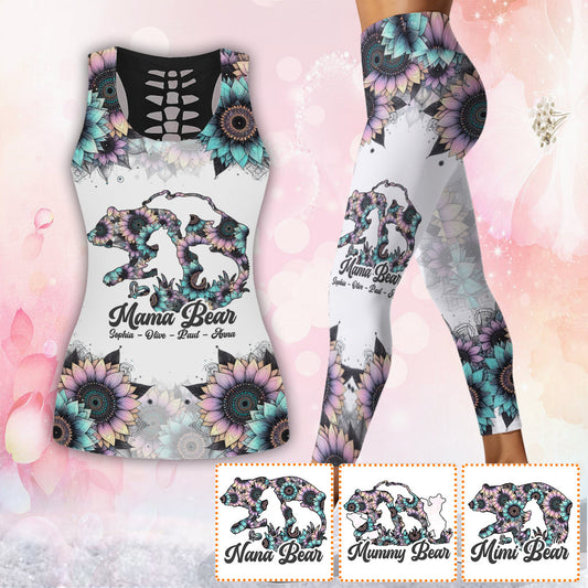 Mama Bear - Personalized Mother Hollow Tank Top and Leggings