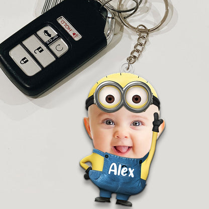 Upload Photo Custom Face Cute Baby - Personalized Grandma Custom Shaped Keychain