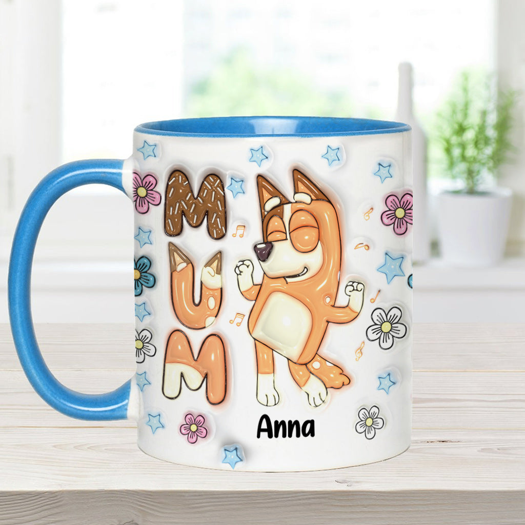 Cool Mum Cool Dad Cute Blue Dog - Personalized Mother Accent Mug