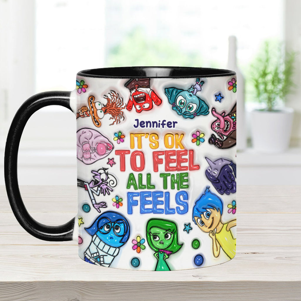 It's Ok To Feel All The Feels - Personalized Accent Mug