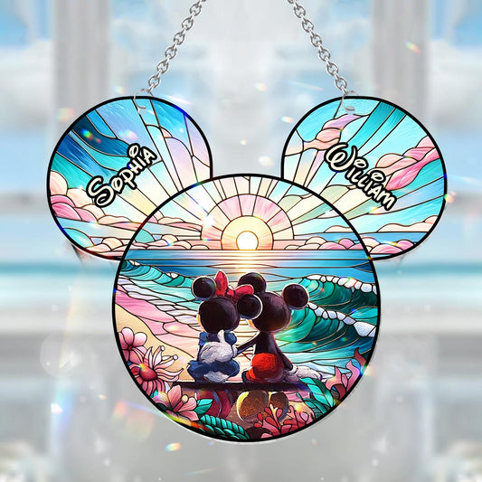 Romantic Sunrise - Personalized Mouse Window Hanging Suncatcher Ornament