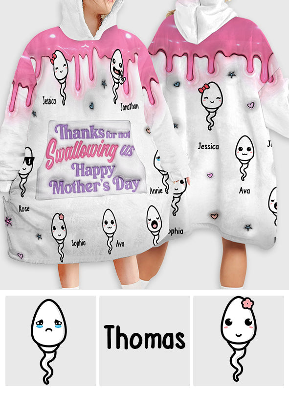 Thanks You Mom - Personalized Mother Blanket Hoodie