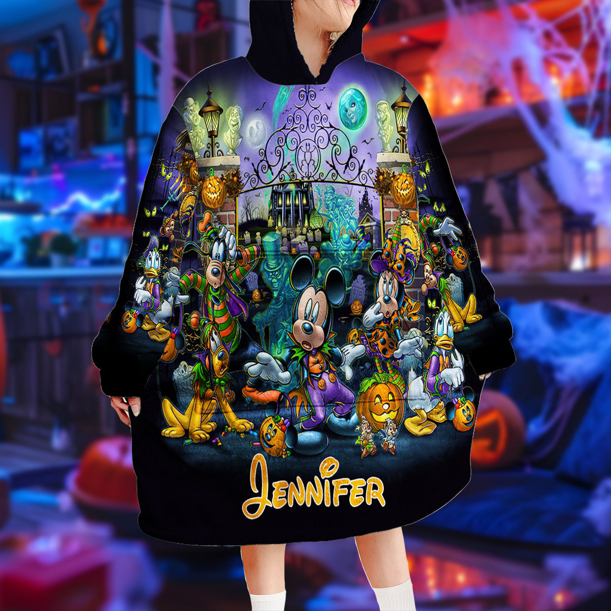 Happy Haunts Room For More - Personalized Mouse Blanket Hoodie