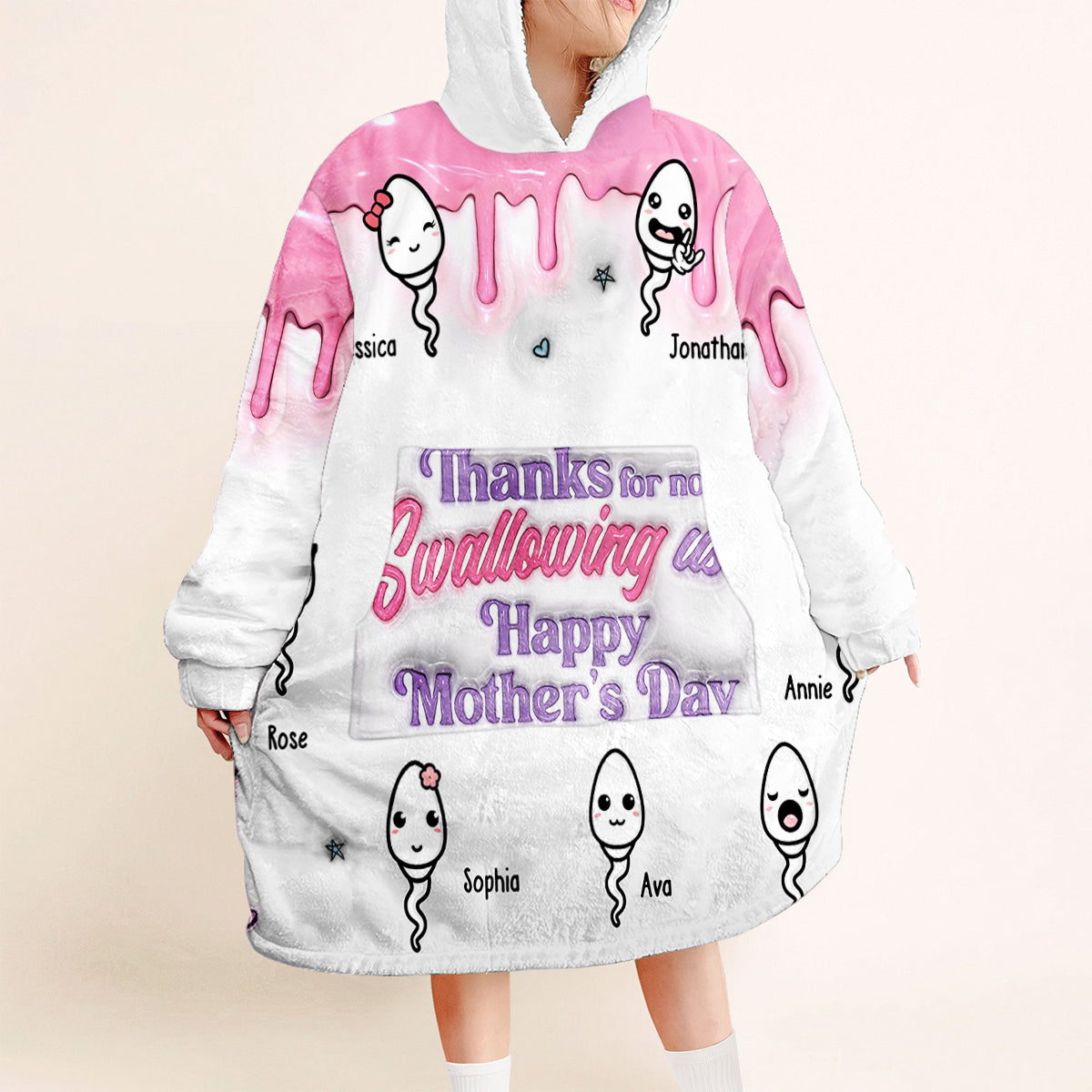 Thanks You Mom - Personalized Mother Blanket Hoodie