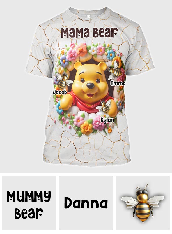 Mama Bear With Bees - Personalized Mother All Over Shirt