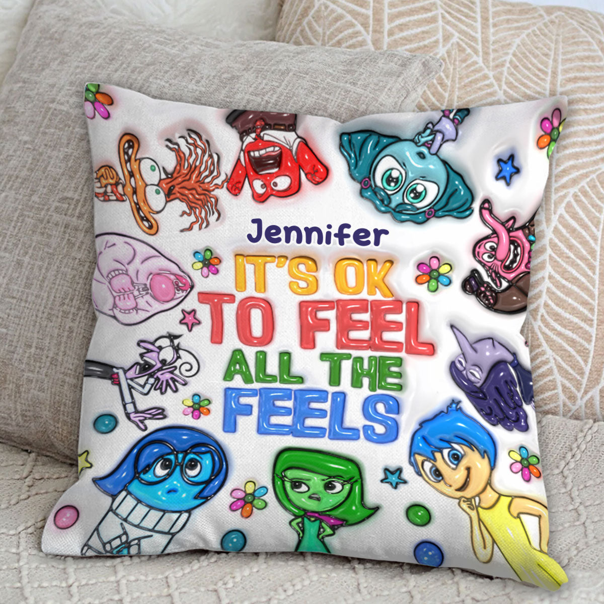 It's Ok To Feel All The Feels - Personalized Throw Pillow