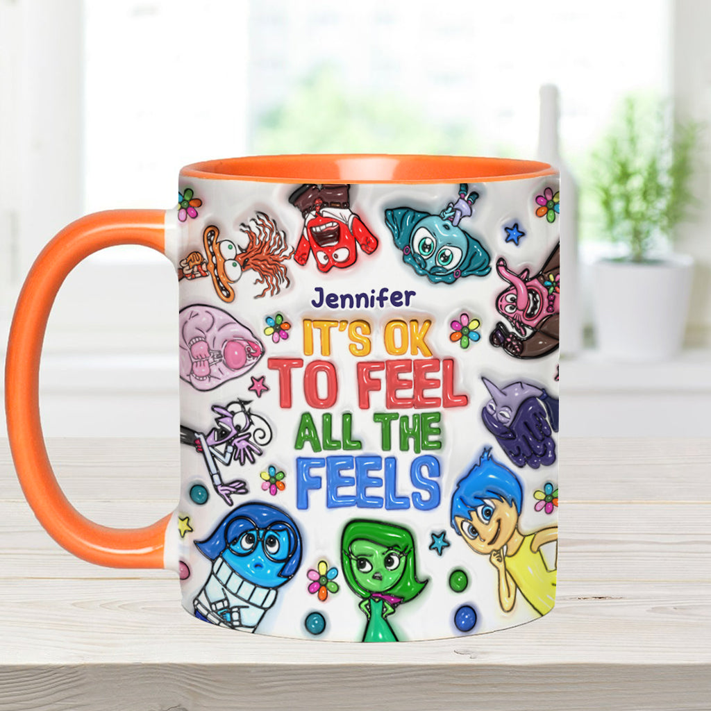 It's Ok To Feel All The Feels - Personalized Accent Mug
