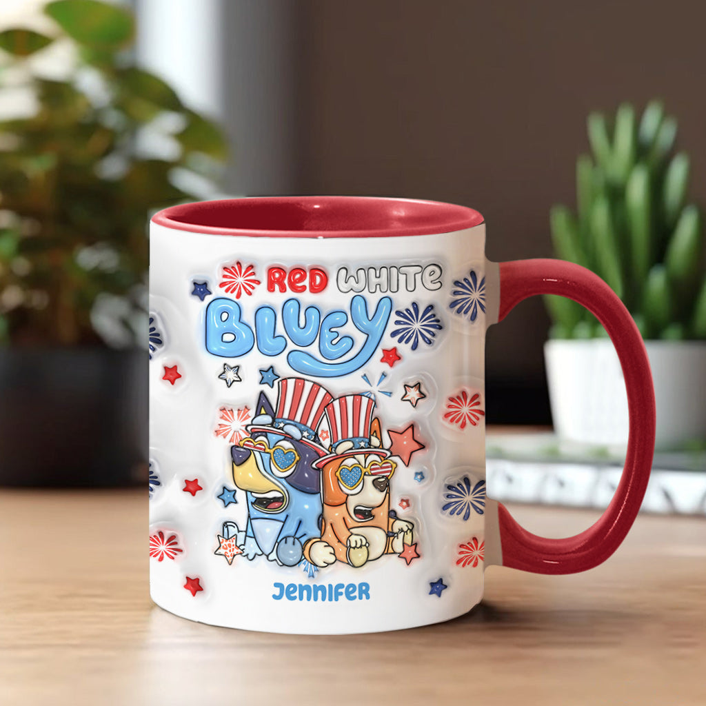 Red White Blue Cool Dog - Personalized Accent Mug