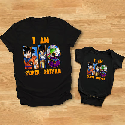 Dad Super Saiyan Little Saiyan - Personalized Seven Balls T-shirt And Baby Onesie