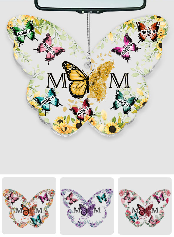 Mother And Children Butterflies - Personalized Mother Transparent Car Ornament