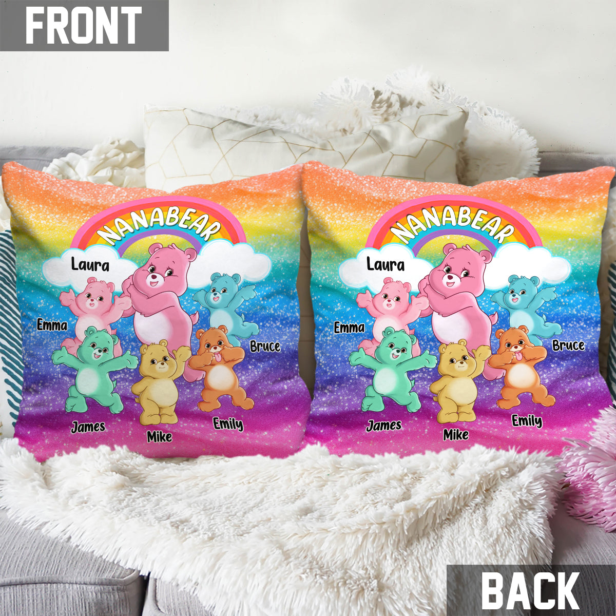 Grandmabear/Nanabear/Mamabear - Personalized Grandma Throw Pillow