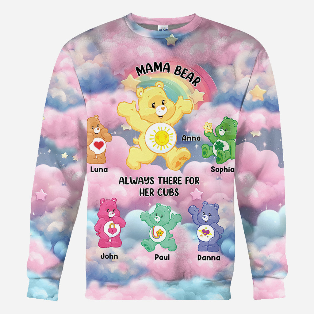 Mama Bear Always There Colorful Rainbow - Personalized Mother All Over Shirt