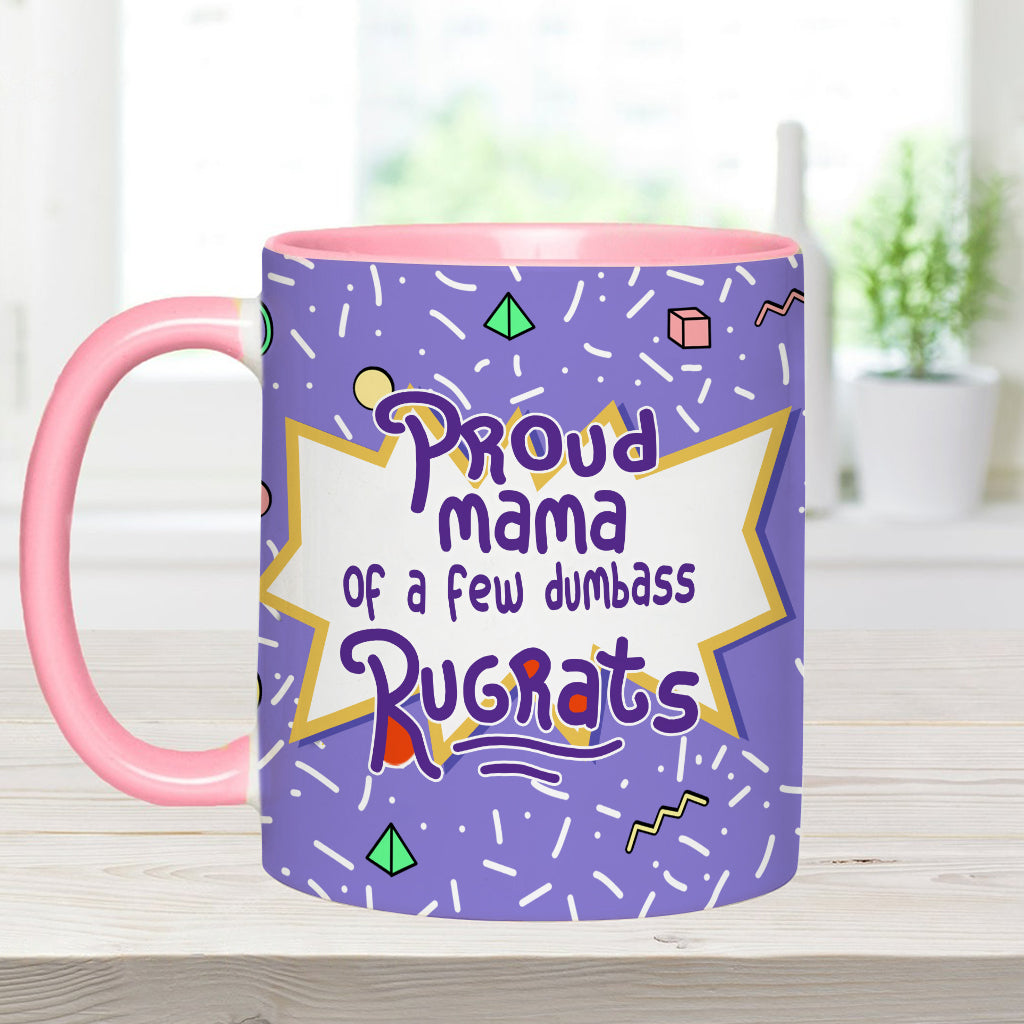 Proud Mama Of A Few Kids - Personalized 90's Cartoon Accent Mug