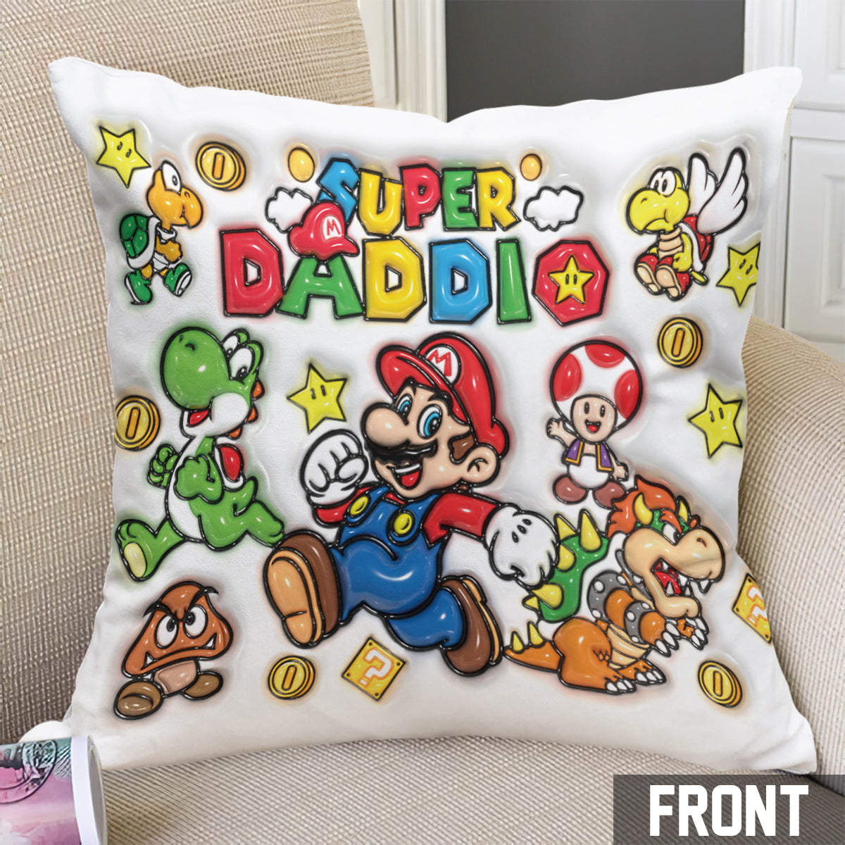 Super Daddio - Personalized Super Plumber Throw Pillow