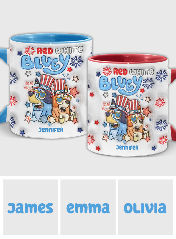 Red White Blue Cool Dog - Personalized Accent Mug