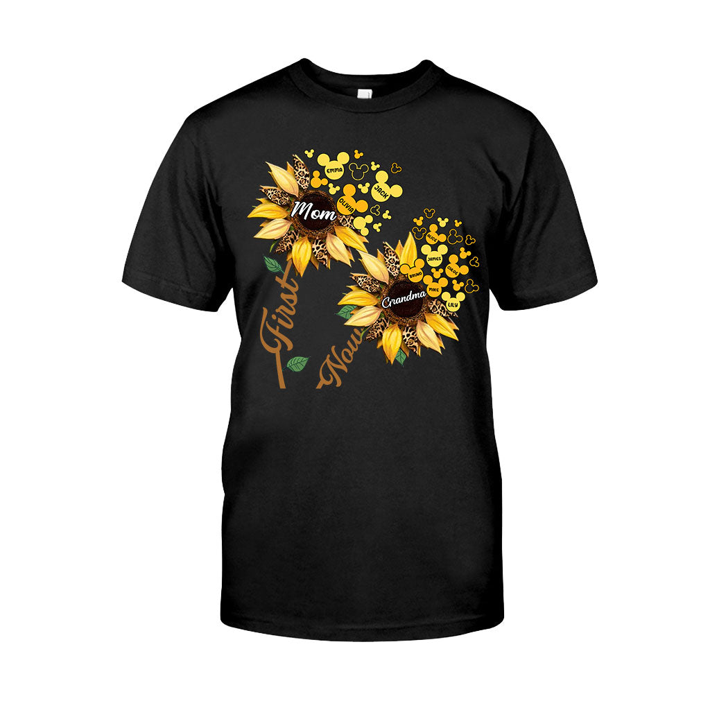 First Mom Now Grandma Sunflower Mouse Ears - Personalized Grandma T-shirt And Hoodie